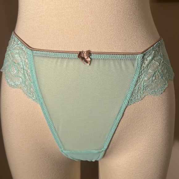 Le Mystere Isabella mint green lace memory foam bra 36B and thong L - Picture 4 of 9